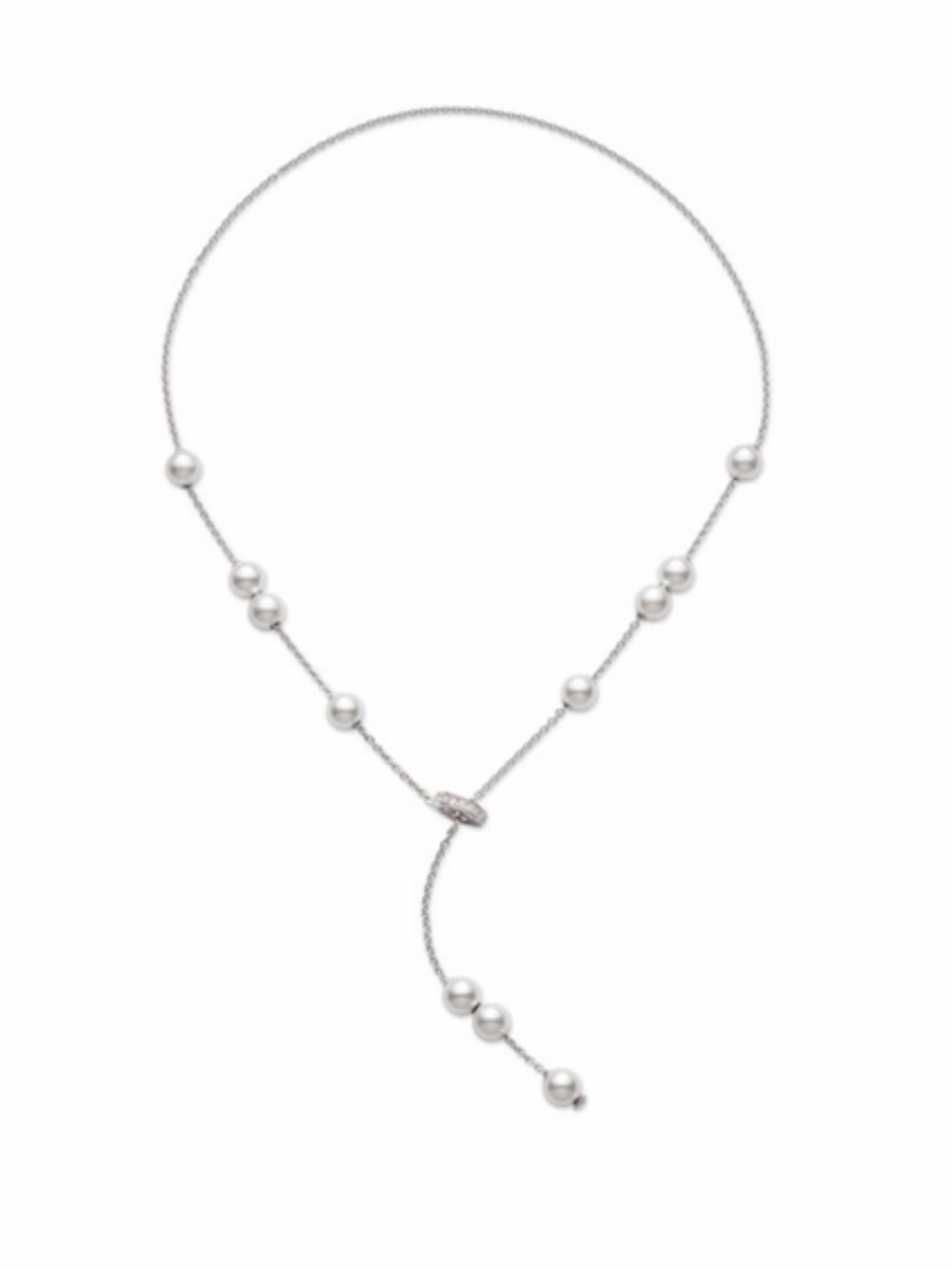 MIKIMOTO “Pearls In Motion” Akoya Pearl and Diamond Necklace - Picture 2 of 11